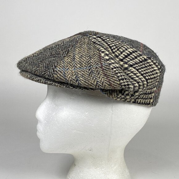 Harris Tweed Patchwork Wool Newsboy Cabbie Hat Cap Handwoven Made in Scotland - Picture 3 of 9